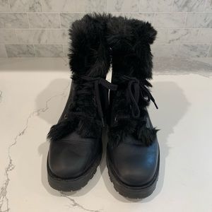 KMB Faux Fur Military Boot EUC